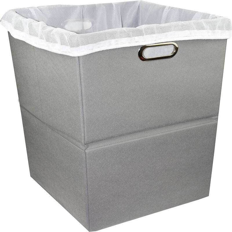 Large Laundry Hamper With Laundry Bag Premium Durable Fabric - 15.74"L x 15.74"W x 25.6"H - Gray