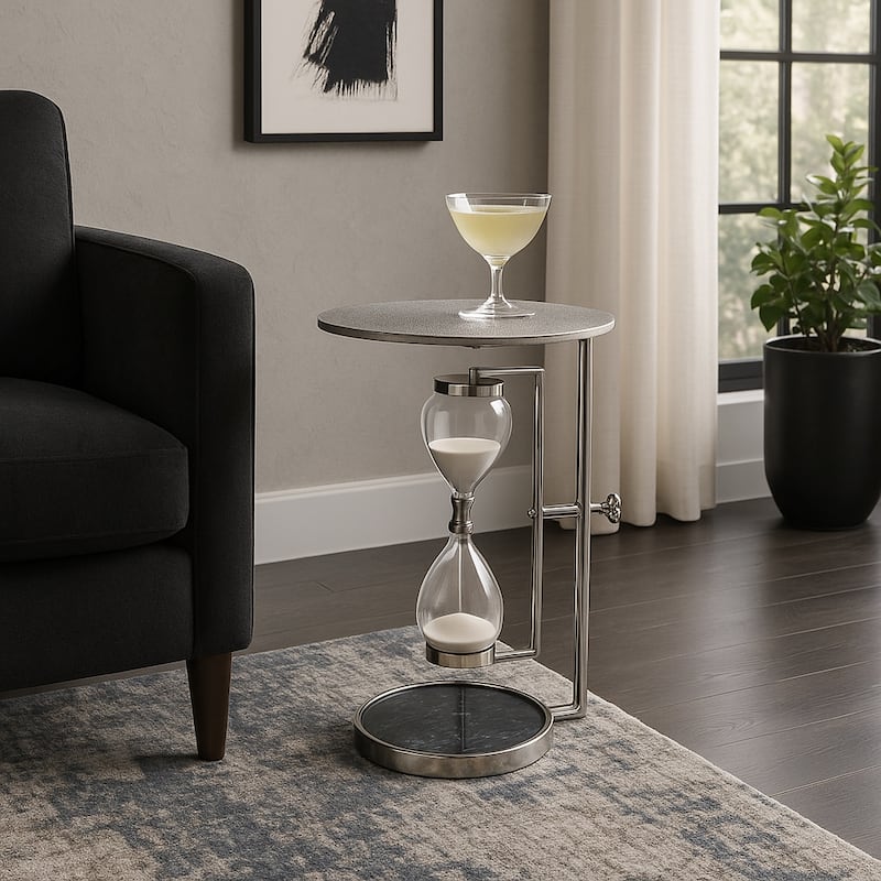 Metal Modern Hourglass Base Side Table - 23 in. - 16" x 16" x 23"