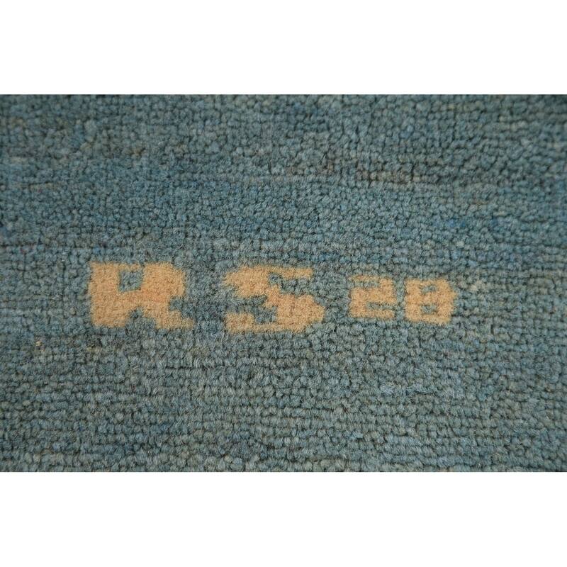 Aqua Blue Modern Gabbeh Oriental Area Rug Handmade Wool Carpet - 6'7" x 9'6"