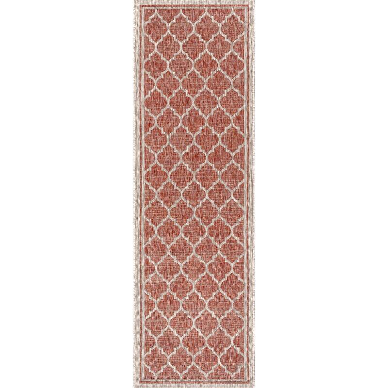JONATHAN Y Zinnia Textured Weave Indoor/Outdoor Area Rug - 2 X 10 - Red/Beige