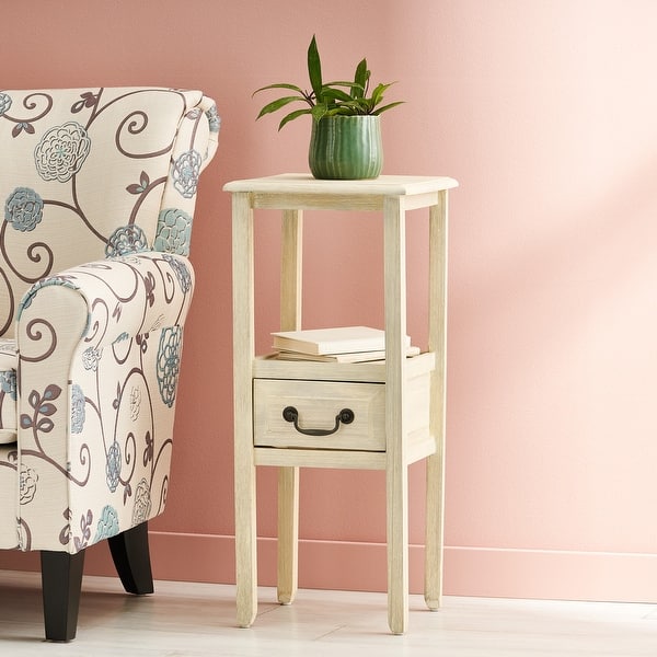 slide 2 of 20, Christopher Knight Home Rivera Acacia Wood Accent Table Antique White