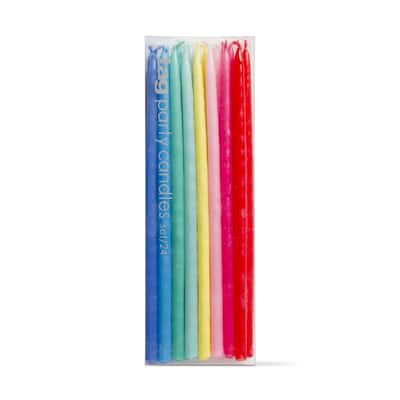 Assorted Mini Taper Candles Set of 2 Multicolor Wax 7 in x 0.25 in Everyday Use with 0.5 Hours Burn Time