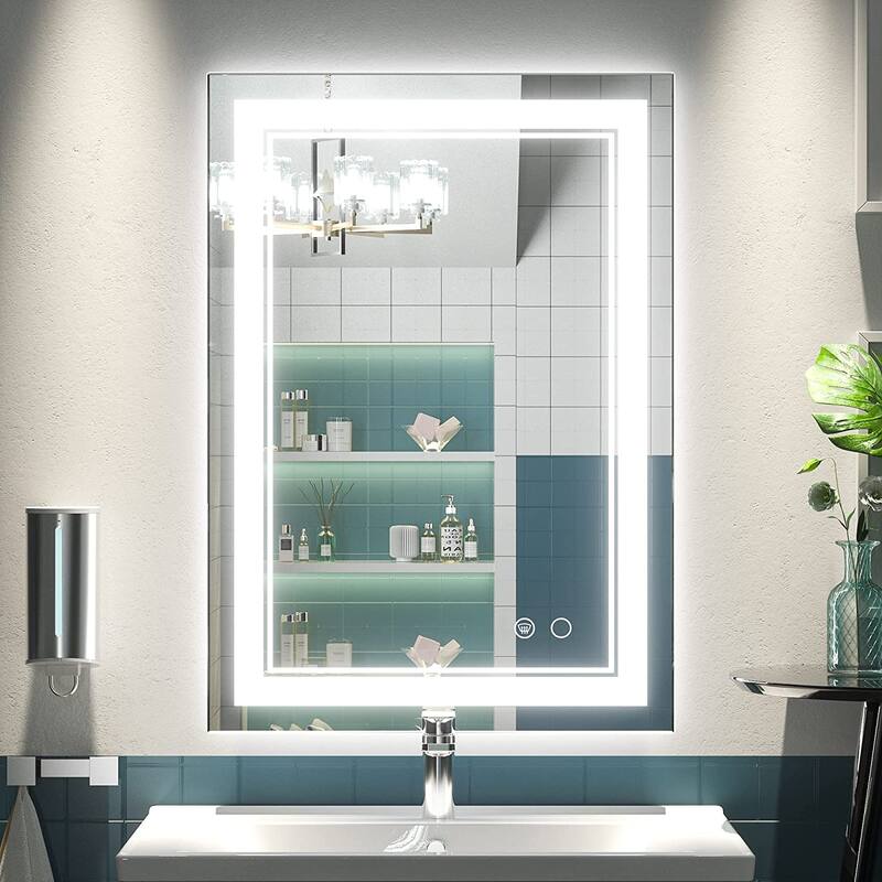 KEONJINN LED Bathroom Vanity Mirror, Wall Mounted Anti-Fog Dimmable Mirror - 20x28