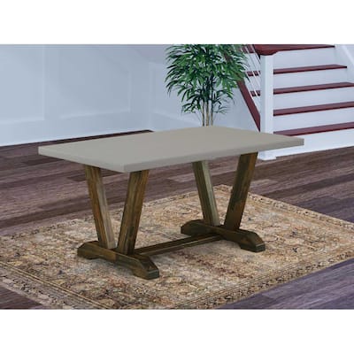 Rectangular Dining Table 36x60 Inch - Cement Top with Distressed Wood Legs for Elegant Dining Rooms - 36