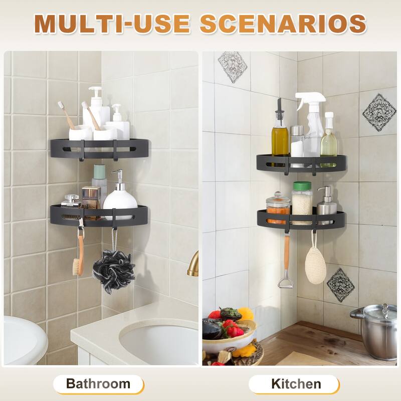 WOWOW 12.7 in. W x 9 in. D x 4 in. H Double Bathroom Corner Shelf