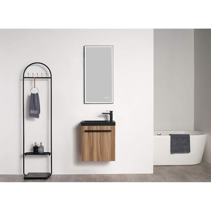 Blossom 20 Inch Wall Mounted Bathroom Vanity with Black Acrylic Sink - Maple Finish - Maple