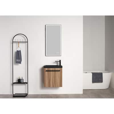 Blossom 20 Inch Wall Mounted Bathroom Vanity with Black Acrylic Sink