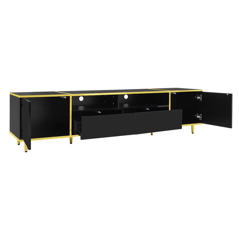 70.9'' LED TV Stand for TVs up to 80 Inches, Entertainment Center with 2 Shelves & 2 Cabinets, TV Storage Cabinet with 2 Drawers