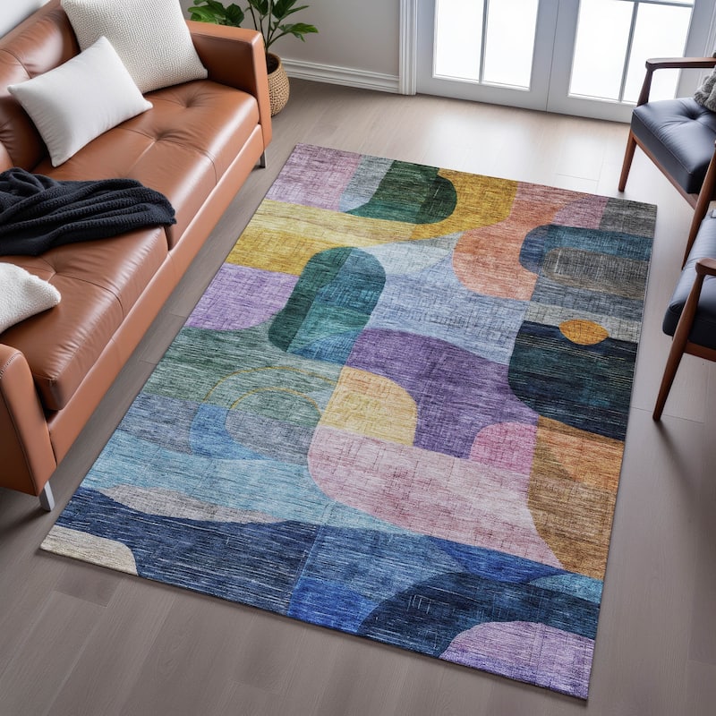 Premium Washable Super Soft Contemporary Abstract Mayfield Rug