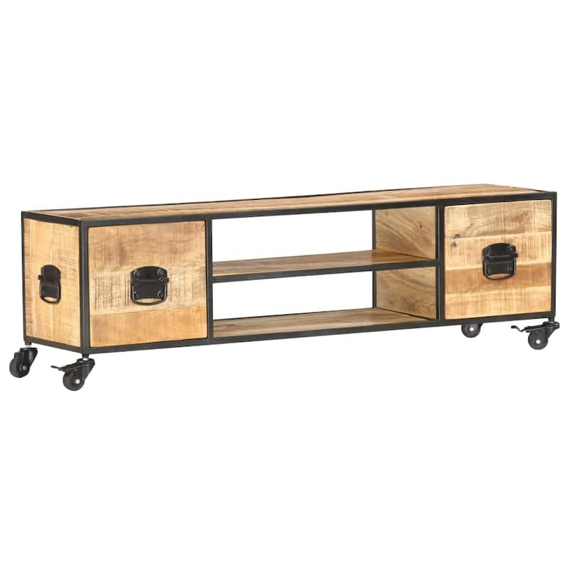 vidaXL TV Stand 51.2"x11.8"x15.4" Solid Wood Mango
