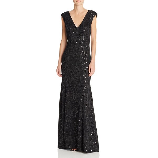 avery g one shoulder sequin gown