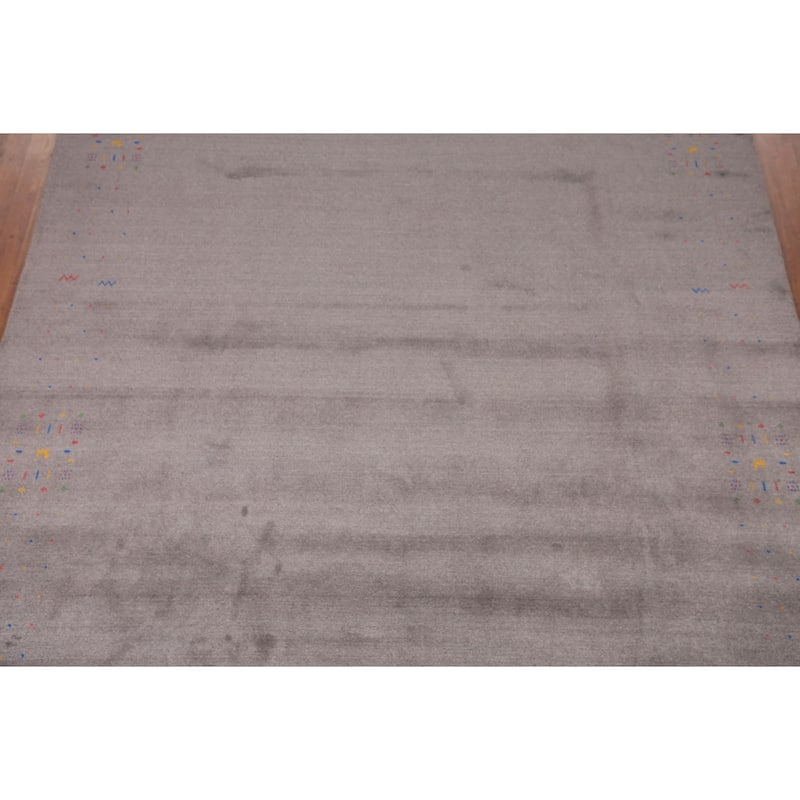 Gray Tribal Gabbeh Oriental Handmade Wool Carpet - 9'0" x 12'0"
