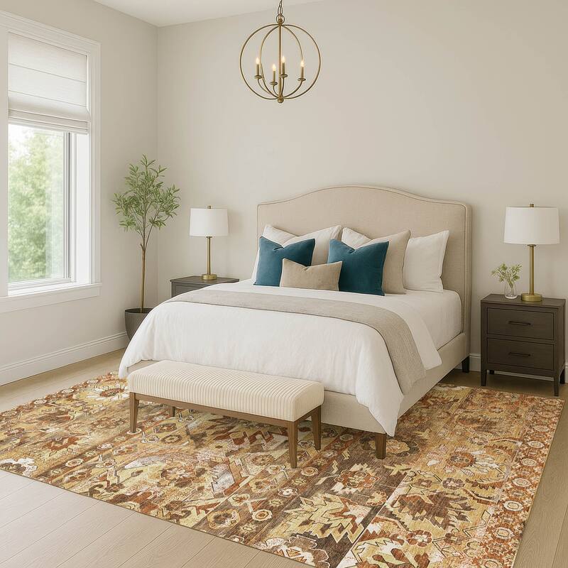 Machine Washable Indoor/ Outdoor Traditional Hudson Chantille Rug