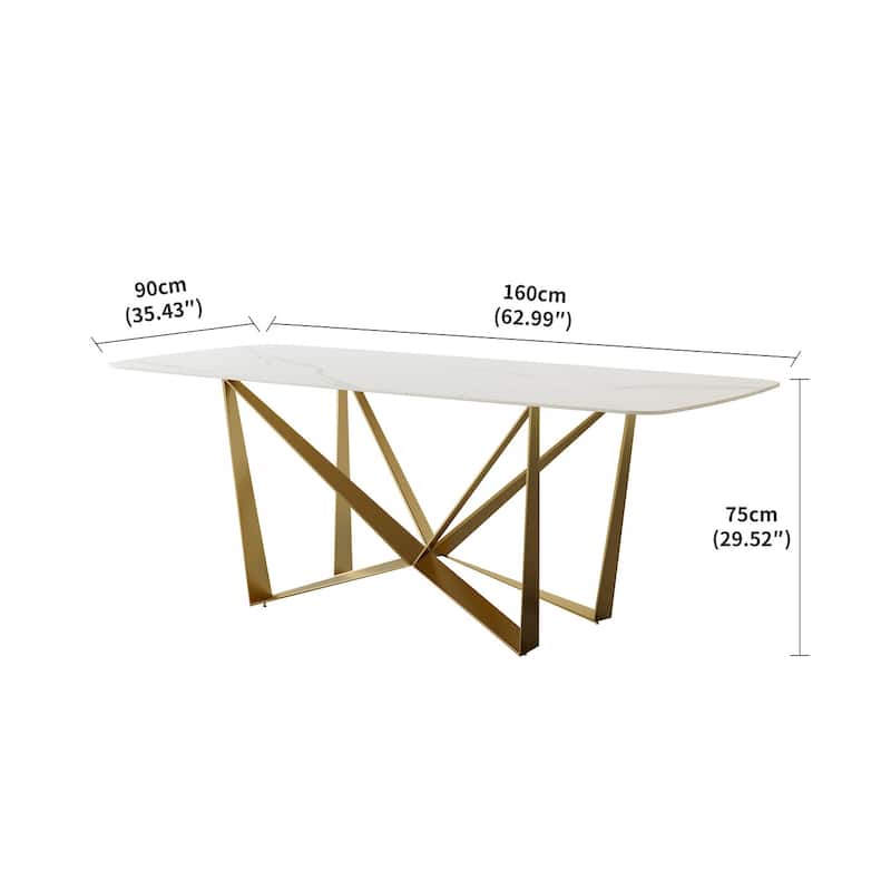 Lesly 62.99 in. Modern Rectangle White Dining Table (6 Seats) - 62.99"D×35.43"W×29.52"H