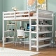 preview thumbnail 18 of 82, Space-Saving Loft Bed with Storage Shelves and Desk, Solid Wood Loft Bed Frame with Ladder and Guardrail for Kids Teens Adults