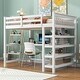 preview thumbnail 32 of 43, Wood Loft Bed w/Desk, Full Size Loft Bed w/Shelves and Under Bed Desk