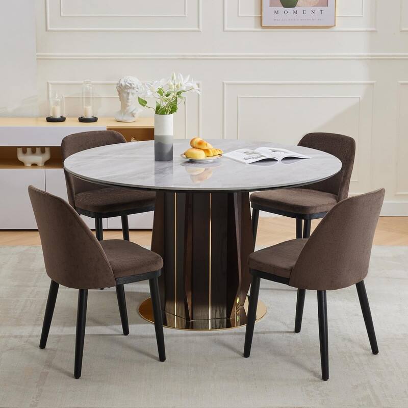 Modern Upholstered Dining Chair Set of 2, Kitchen Chair with Wooden Legs