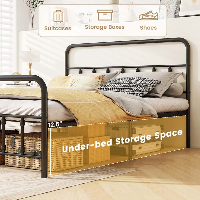 Costway Full/Queen/King Size Bed Frame with Headboard Under Bed