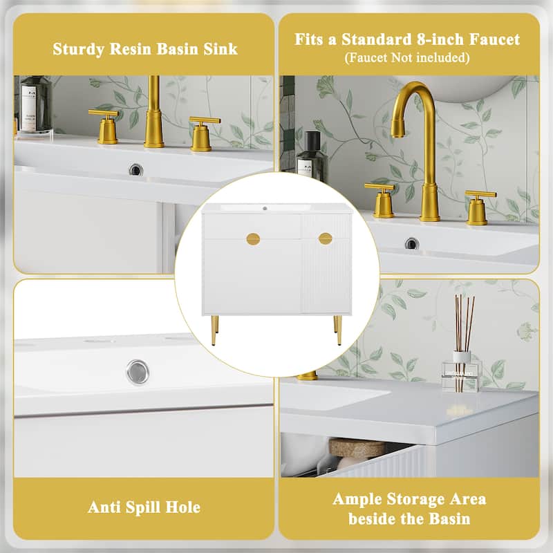 36" Bathroom Vanity with Resin Basin Sink