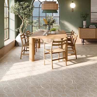 Merola Tile Bari Hex Sand Deco 11-1/4" x 13" Porcelain Floor and Wall Tile