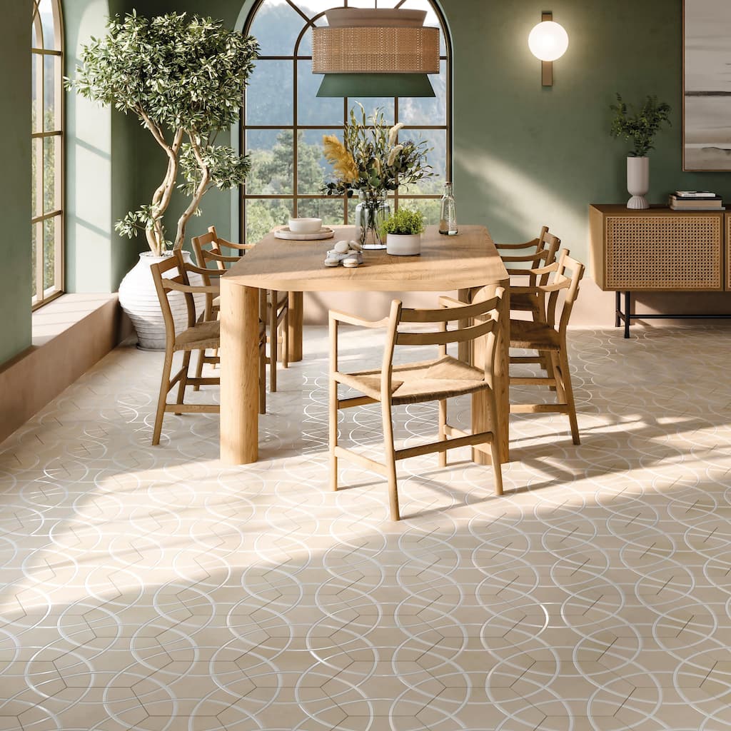 Merola Tile Bari Hex Sand Deco 11-1/4" x 13" Porcelain Floor and Wall Tile