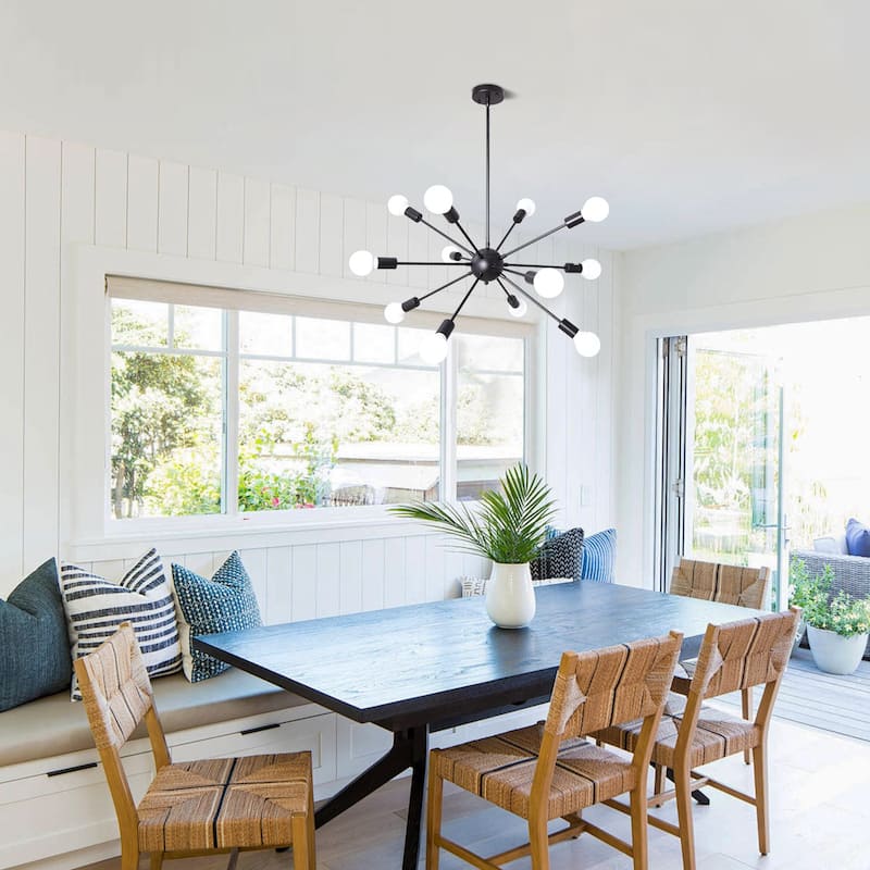 12-Light Sputnik Sphere Chandelier, Classic Semi Flush Mount Chandelier for Living Room Kitchen Island Dining Foyer