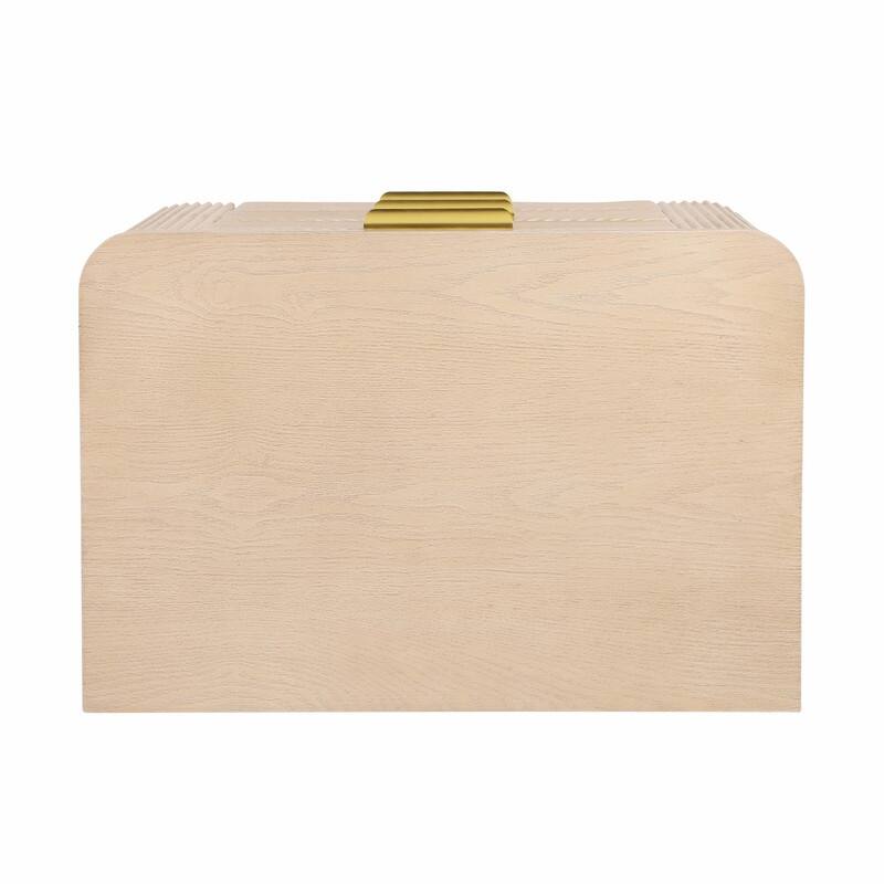 Mid-Century Fluted 3-Drawer Nightstand with Curved Design and Gold Handles