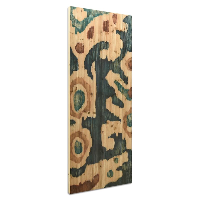 "Ocean Ikat A" Arte de Legno Digital Print on Solid Wood Wall Art