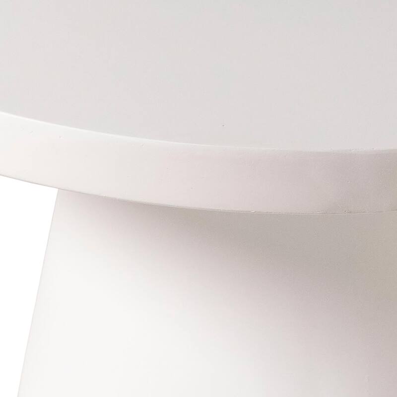 Modern Fiberstone Side Table With Round Tabletop and Pedestal Base
