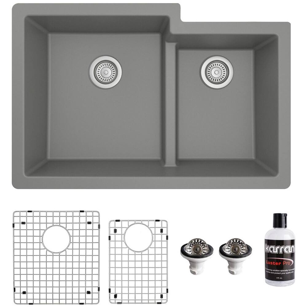 Karran USA QU-811-PK1 Quartz QU 32" Undermount Double Basin Quartz