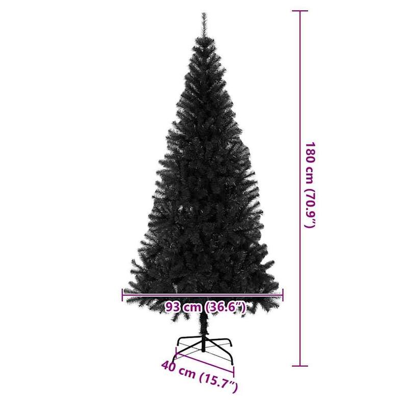 vidaXL Christmas Tree with 300 LEDs with Stand Black 70.9" PVC - 70.9