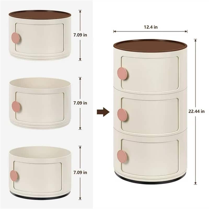 Sliding Barrel Modern Bedroom Nightstand