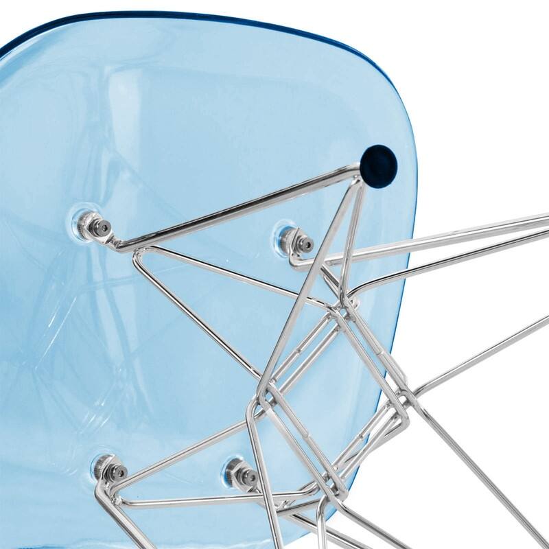 Cresco Ergonomic Modern Shell Seat Dining Chair with Chrome Eiffel Base and Curved Back Accent Side Chair (Set of 4)