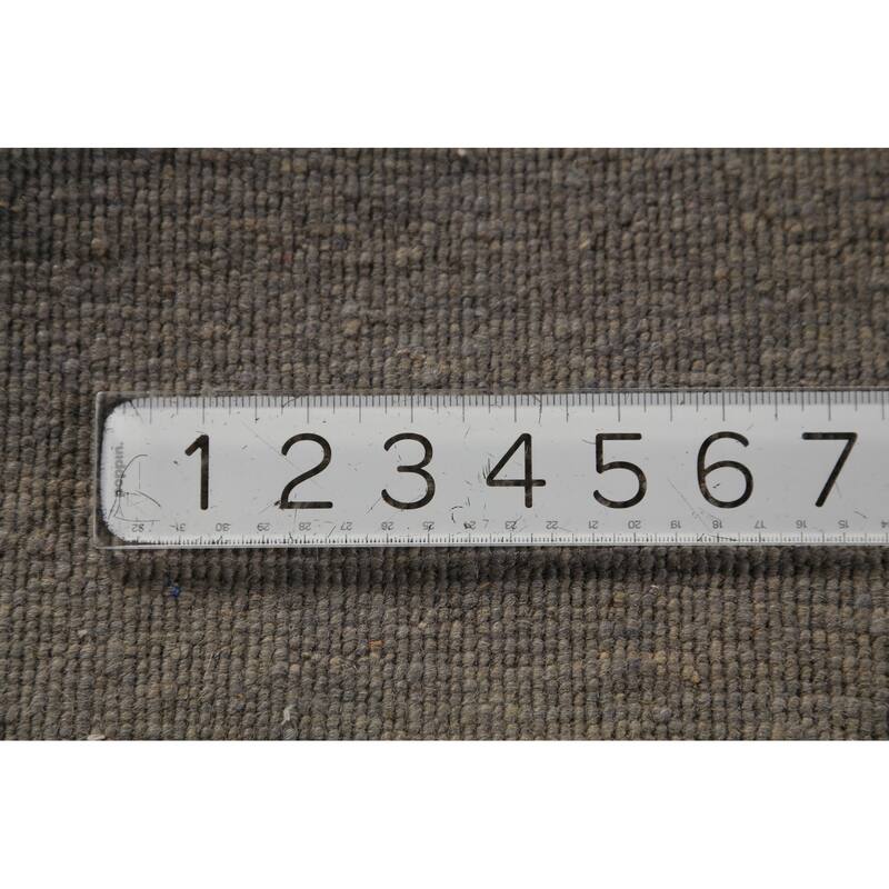 Modern Gabbeh Area Rug Oriental Hand-Knotted Grey Wool Carpet - 4'11" x 6'4"