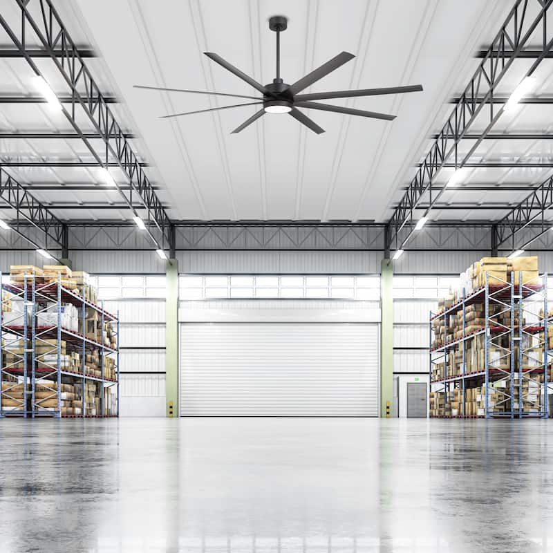 Large 84-inch Industrial LED Ceiling Fan with Light and Remote(8-Blade)