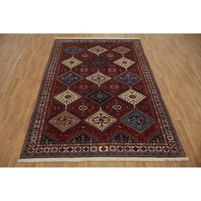 Hand Knotted Oriental 100% Wool Carpet Traditional Tribal Red Yalameh Area Rug - 10' 0'' X 6' 10''