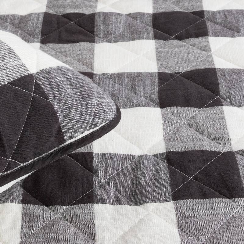 HULALA HOME 3 Piece Quilt Set with Plaid Patterns