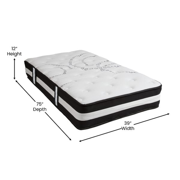 dimension image slide 11 of 12, Platform Bed Frame; Pocket Spring Mattress & Memory Foam Topper