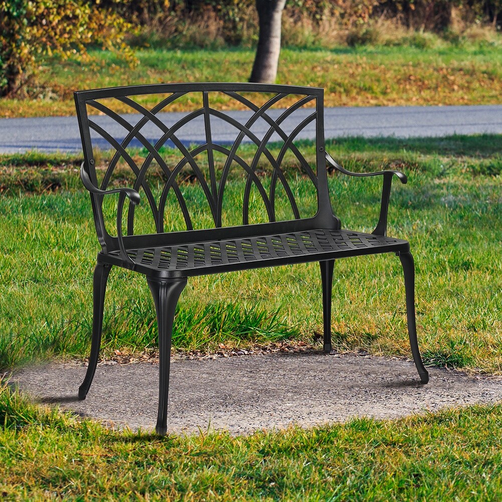 Cast aluminum patio bench deals
