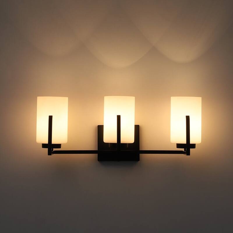 Mid-Century 3-Light Cylinder Opal Glass Wall Sconce Vanity Light