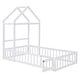 preview thumbnail 42 of 47, Twin Size Wooden Floor Bed with Fence Railings and Detachable Headboard, Kids Dress Up Rack, Playhouse Frame