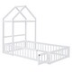 preview thumbnail 10 of 15, White Twin Size Wooden Floor Bed with Fence Railings and Detachable Headboard, Kids Dress Up Rack, Playhouse Frame