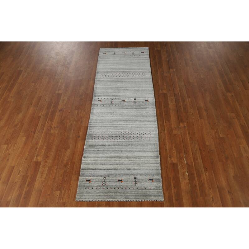 Gabbeh Indian Runner Rug Handmade Tribal Wool Carpet - 2'6" x 8'0"