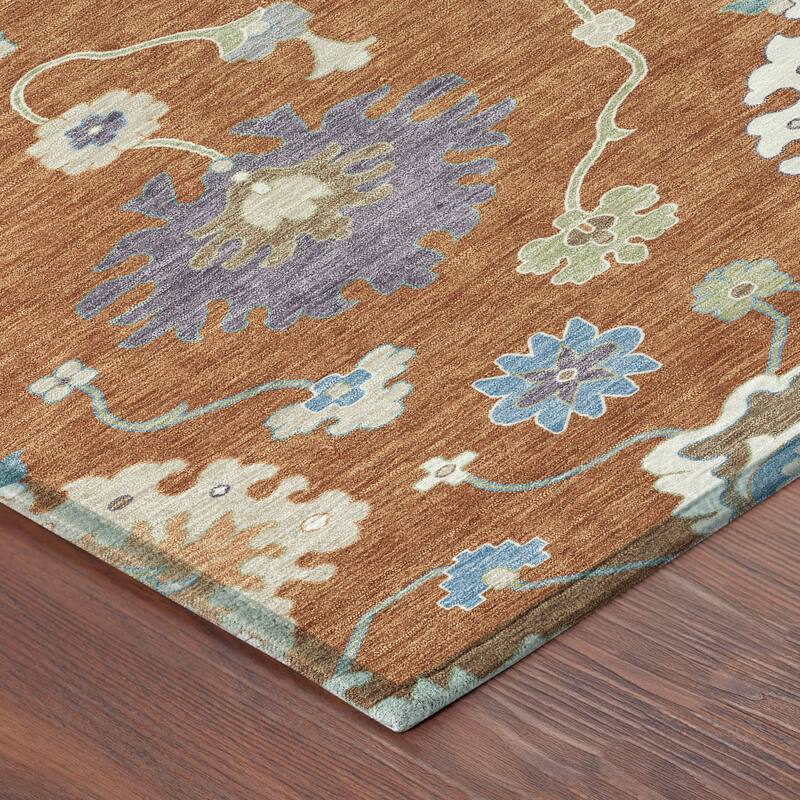 Machine Washable Indoor/ Outdoor Traditonal Delhi Chantille Rug