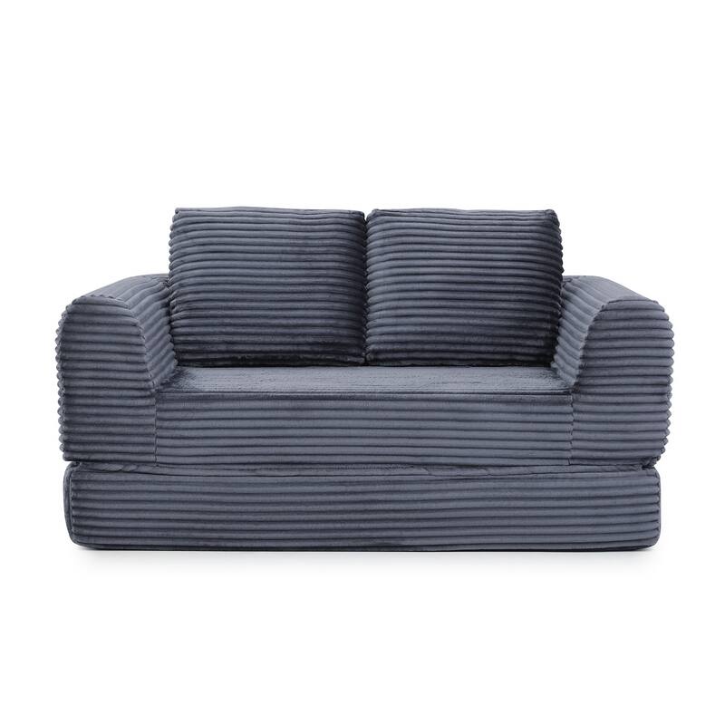 Sofa Bed Grey Sleeper Sofa with 2 Pillows, Upholstered Sofa Couch Loveseat 2-Seater Sofa Couch with Armrests