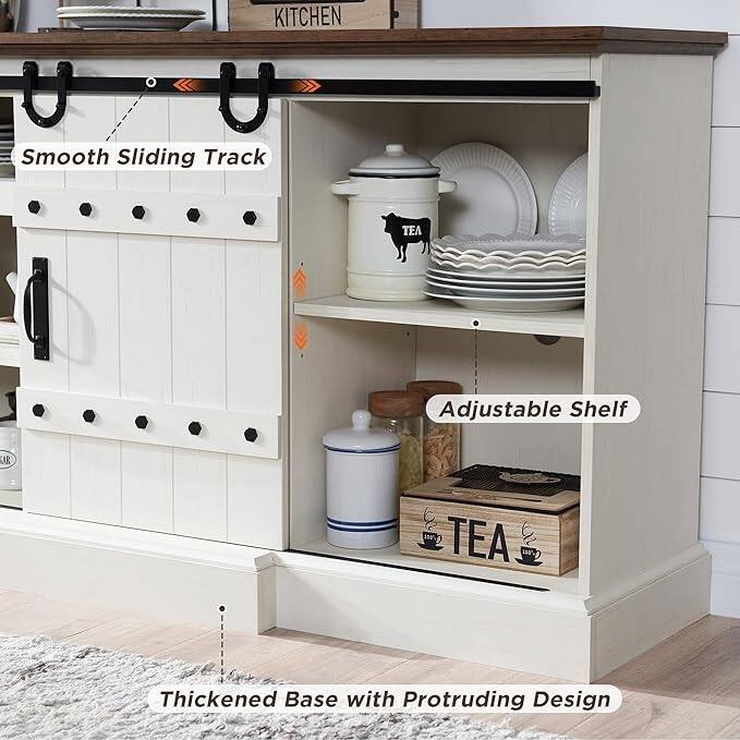 75" Farmhouse TV Stand, Media Console Table, Entertainment Center