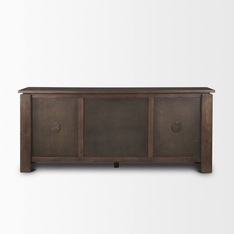 Wallen 2 Door Solid Dark Brown Wood w/ 3 Drawers Sideboard