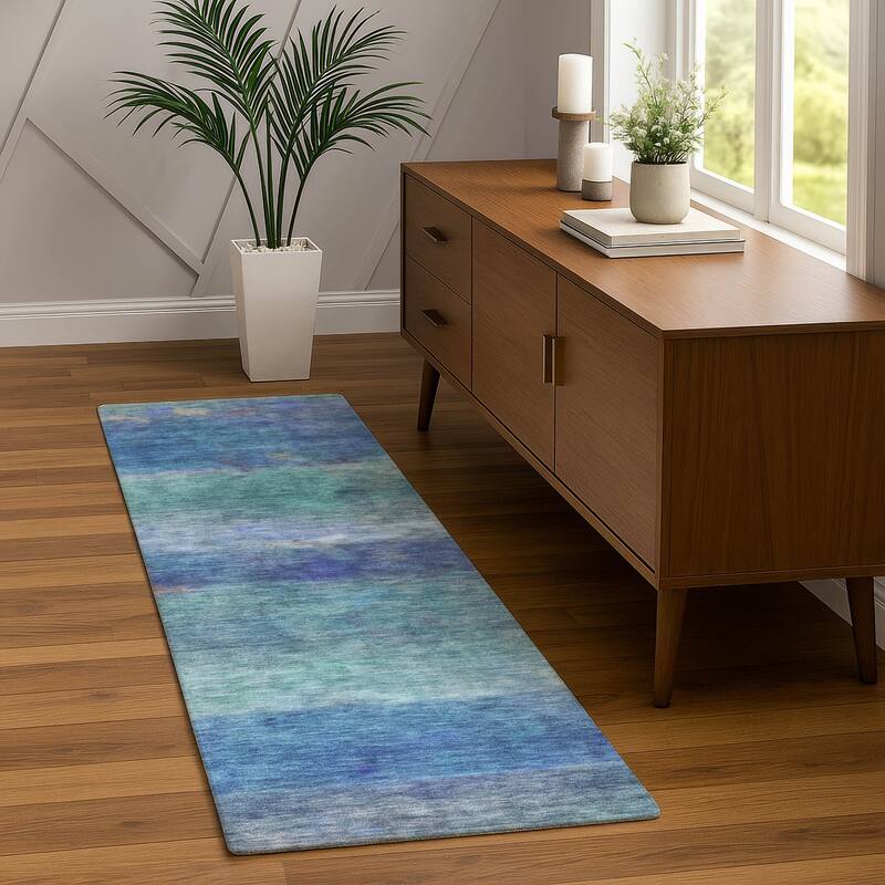 Machine Washable Indoor/ Outdoor Contemporary Ombre Chantille Rug