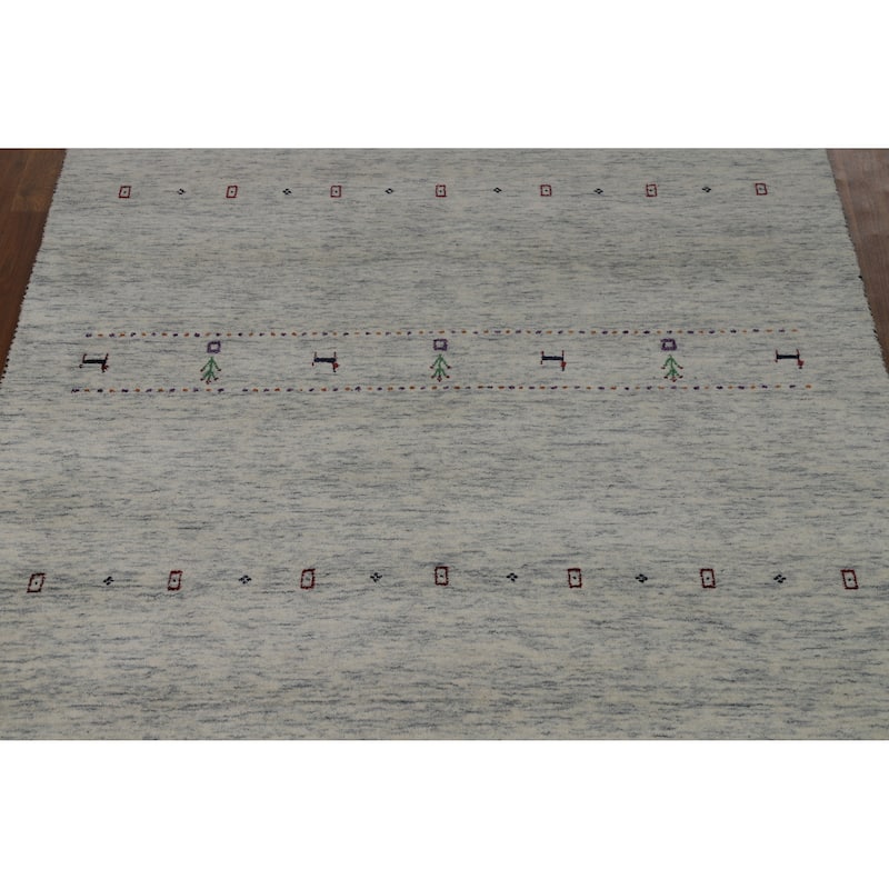 Little Animals Gabbeh Indian Area Rug Handmade Wool Carpet - 5'2" x 7'11"