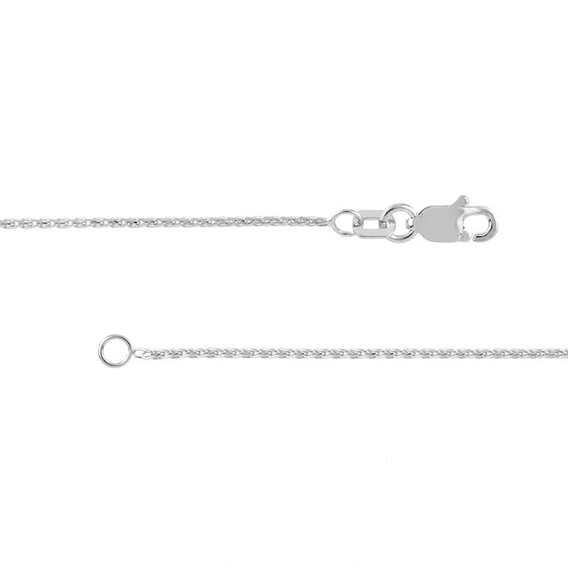 Curata 14k White Gold 1.05mm Diamond Cut Wheat Chain Necklace (Lobster)